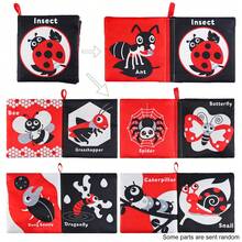 1pc High Contrast Baby Cloth Book, Animals Insects Cognition Soft Books Infant Crib Toys Early Educational Toy