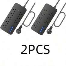 2/1PC  Power Strip, 4FT Extension Cord - 8 Outlets 4 USB Ports (1 USB C) Desktop Charging Station, Surge Protection Travel,Home,Kitchen,Office,College Dorm Room Essentials - 美規B型插(110-127V) - 查看 2