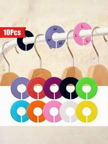 10pcs Reusable Wardrobe Dividers, Closet Organizer Labels, Space-Saving Wardrobe Partitions, Round Clothing Size Separators, Suitable For Retail Stores And Home Use - Multicolor - View 1