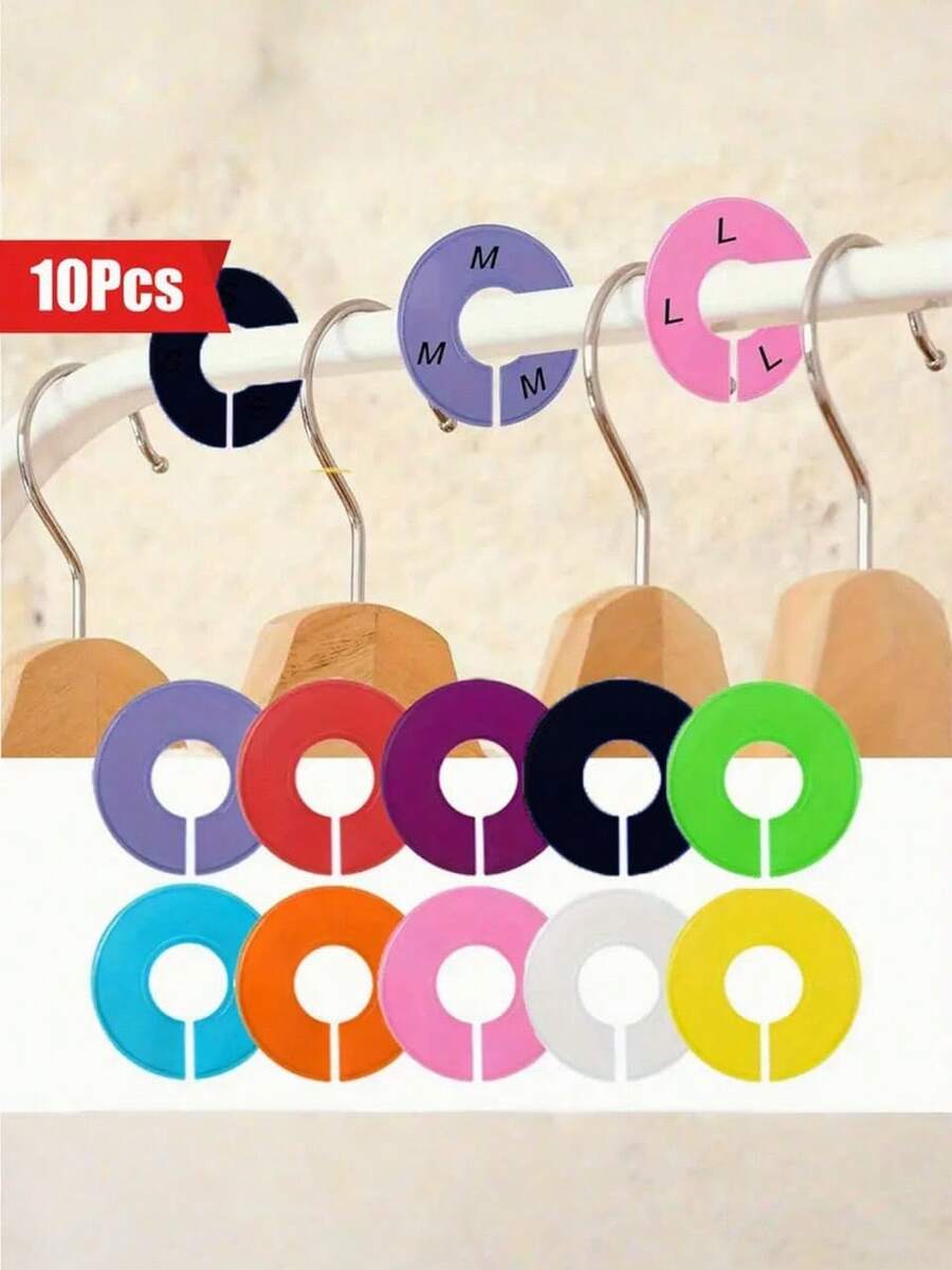 10pcs Reusable Wardrobe Dividers, Closet Organizer Labels, Space-Saving Wardrobe Partitions, Round Clothing Size Separators, Suitable For Retail Stores And Home Use - Multicolor - View 1