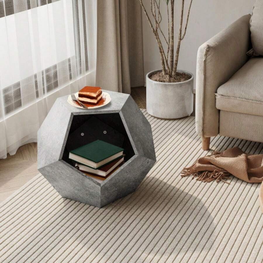 66CM Modern Pet Furniture Cat Carrier Side Table, Sofa Side Table, Planter MDF Multifunctional Furniture, Cement Gray