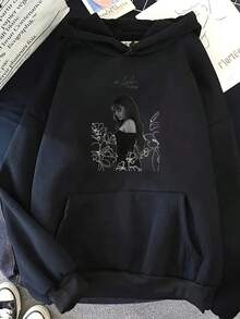 Aliva Aesthetic Hoodie In Liebe Tour 2025 Men's And Women's Sportswear, Suitable For Autumn/Winter Fashion Clothing,Fall Hoodies,Men's Fall Clothes,Street Wear,Halloween,Mens Hoodies,Y2k Clothes,Jesus Hoodie,Thanksgiving Day,Nightmare Before Christmas,Christmas - 黑色 - 查看 1