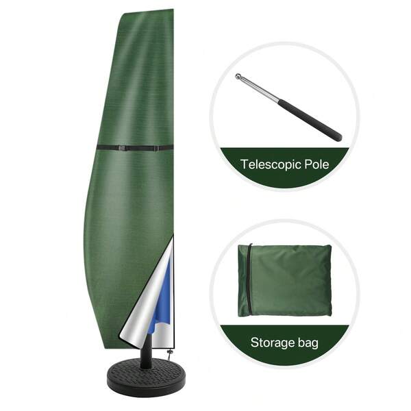 Banana-Shaped 210D Umbrella Cover With Buckle - Waterproof Durable Protection For Patio, Garden, Outdoor, Easy To Install Cover