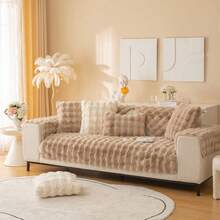 1PC Thick Plush Sofa Cover All-Season Non-Slip Sofa Cushion Slipcover Modern Minimalist Dust-Proof And Washable Cover  Pet-Friendly Protector Fits 1-2-3-4 Seat Sofa  For Room Bedroom Office - 駝色 - 查看 4