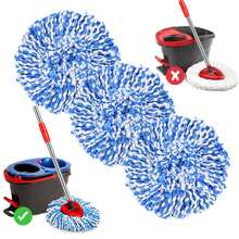 3/5 Pack Mop Head For O-Ceda RinseClean Spin Mop Refill 2-Tank System Only Easy Cleaning Microfiber Replacement - Blue and White - View 9