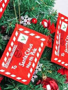 6pcs-Christmas Non-Woven Envelope,Christmas Felt Envelopes Letter To Santa Claus Xmas Candy Gift Embroidered Bag Christmas Tree Ornament, Christmas Tree Decoration Pendant Can Hold Candy Christmas Card Bag