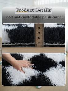1pc Checkerboard Plush Rug Area Accent Rug Living Room Bedroom Rug Shag Area Rug Plush Carpet Rug Soft And Fluffy Home Decor Room Decor Skin Friendly Machine WashableEasy To Clean - màu đen - Xem 5