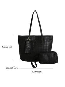 大容量女士通勤包，个性化手提包，2026新款精致小众单肩包，高品质女士包 - 黑色 - 查看 3