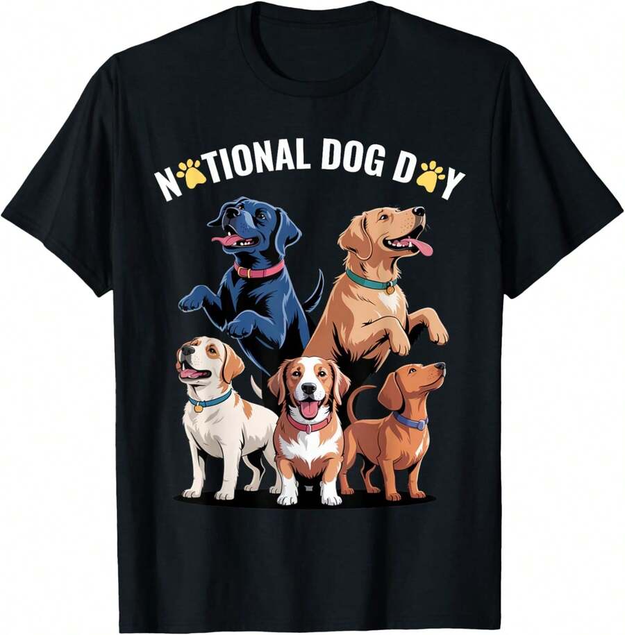 Happy Puppy Squad Lively National Dog Day Vibe Style T-Shirt - màu đen - Xem 1