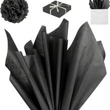 100/50 张 20 英寸 x 14 英寸黑色薄纸散装礼品袋包装纸 DIY 工艺品生日万圣节节日装饰纸 - 黑色 - 查看 2