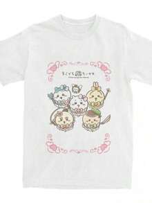 Anime Chiikawas T-Shirt Summer Japan Mniniso Awesome T Shirts Pure Cotton Popular Tee Shirt For Man Short SLeesve Casual Clothing - 白色 - 查看 1