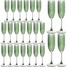 Green Plastic Champagne Flutes Diamond Crystal Glasses Vintage Goblet Unbreakable Wedding Toasting Cups Wine Drinking Glasses For Bridal Shower - màu xanh lá - Xem 10