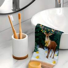 1 pieza/2 piezas/100 piezas Toallas de cocina y toallas para lavar platos con ilustraciones de dibujos animados con temática navideña, adecuadas para restaurante, cocina, baño, decoración interior, decoración de fiesta, regalos navideños, se pueden dar como regalos de Navidad - Multicolor - Ver 2