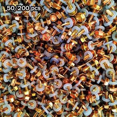 Verzinkte Sechskant-Blechschrauben mit Unterlegscheibe, Außensechskant-Antrieb, häufig verwendet für Metall, Möbel, Bau und Reparatur, hochfeste Befestigungselemente