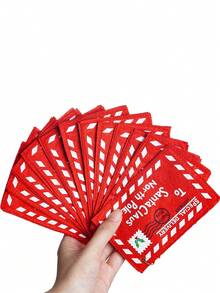 6pcs-Christmas Non-Woven Envelope,Christmas Felt Envelopes Letter To Santa Claus Xmas Candy Gift Embroidered Bag Christmas Tree Ornament, Christmas Tree Decoration Pendant Can Hold Candy Christmas Card Bag