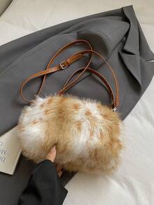 Ombre Plush Chain Underarm Bag, Suitable For Autumn And Winter Outdoor Use - màu nâu - Xem 4