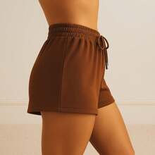 Women's Basic Sweatpants, Comfort, Casual, Everyday, Heart Print - Rust Brown - View 3