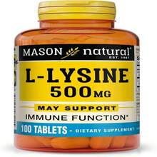 MASON NATURAL L-Lysine 500 Mg With Calcium - Improved Immune Function, Enhanced Nutrient Absorption, Essential Amino Acid, 100 Tablets - Flavor NameA - View 1