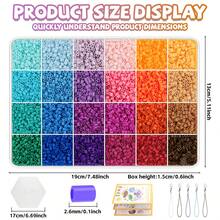 10,000 件保险丝珠套件，24 色盒装，各种图案参考说明，钥匙扣环，方形钉板，生日、毕业典礼、情人节、万圣节派对礼物，2.6 毫米多色保险丝珠补充包
