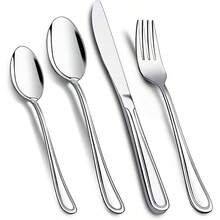 Cutlery Set, 4 Piece Stainless Steel Flatware Set, Tableware Silverware Set With Spoon Knife And Fork Set, Service 4, Dishwasher SafeEasy Clean, Mirror Polished - 4 Piece - View 2
