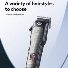 itel IHC-36 Classic 4-Blade Clipper,Wireless Type-C Rechargeable,Smart Digital Display,Premium Metal Design,2000mAh Long-Lasting Battery,Precision Cutting With Sharp Blades For Haircutting And Styling - Black - View 2