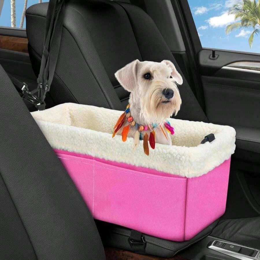 Dog Car Seat For Small Dogs, Center Console Dog Car Seat With Metal Frame &Amp; Double Protection Seat Belts, Pet Booster Seat With Safety Leash And Storage Pocket For Pets Dogs Cats, Grey - ColorE - 查看 1