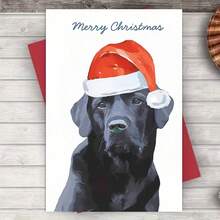 1 pezzo, Carta di Natale affascinante con Labrador nero e busta. - Perfetta per famiglia e amici, design festivo, regalo ideale per gli amanti degli animali domestici (12cm/4.7in X 17cm/6.7in)