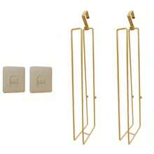 Soporte para papel higiénico sin taladro, estante de hierro para rollo de papel higiénico de baño, se adhiere a la puerta, soporte para toallas de cocina (dorado)