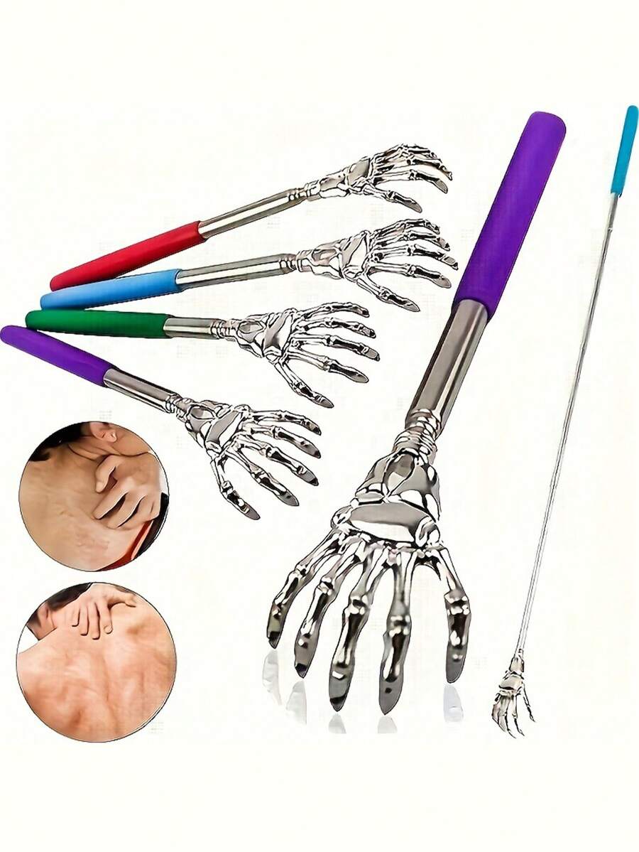 Ausziehbarer Rückenkratzer, tragbarer teleskopischer Rückenkratzer mit Edelstahl und Gummigriff, ideal als Geschenk zu Thanksgiving, Geburtstag, Weihnachten