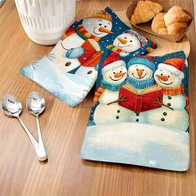 1 set/2 buc/100 buc lavete de vase cu model de om de zăpadă pentru citit de Crăciun, potrivite pentru sufragerii, bucătării, băi, decorațiuni zilnice, decorațiuni zilnice pentru petreceri în familie, decorațiuni interioare și articole de uz casnic viu colorate. Poate fi oferit cadou.