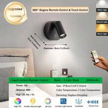 1 pieza Foco recargable con control remoto, luz de ambiente para fotografía de pared, sin cableado, sin perforación, sin instalación, luz inalámbrica de pared para decoración del hogar, luz de pared LED con control táctil