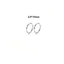 Pendientes de aro de acero inoxidable de moda unisex - Plateado - Ver 25