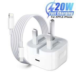 20W Fast Charging UK Plug Adapter Kit, USB-C Portable Wall Charger & 6.6ft Type-C To Lightning High-Speed Charging Cable, Compatible With IPhone 14/13/12/11 Pro Max/XS/XR/X/SE/8