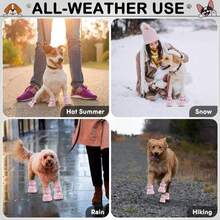 Dog Shoes For Hot Pavement,Non-Slip Waterproof Breathable Easy To Clean Put On And Take Off Dog Boots,Paw Protector For Hot Summer Roads Winter Snow (Pink, Size 8:(315"X256")(L*W)) - ColorA - 查看 7