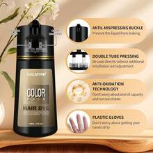 Hair Color Shampoo For Gray Hair Coverage&Color Transform With Herbal Extracts –Long Lasting For 6-8 Weeks,Shiny,Evenly Colored,Instant Hair Dye Shampoo&Conditioner,Unisex For All Hair Types, 2 Bottles - Dark Brown - 查看 4