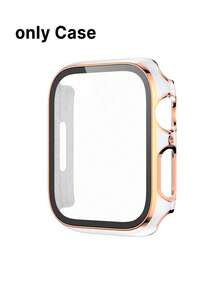2-In-1 Apple Watch Protective Case, Globally Popular New Product, Apple Watch Screen Protector, PC Hard Material Electroplated Rose Gold Color, Suitable For Apple Watch Ultra 3/2/1, SE, S9/8/7/6/5/4/3/2/1 Series, For Men And Women, Watch Enthusiasts, Replacement SmartWatch 38/40/41mm, 42/44/45/49mm, White Watch Case