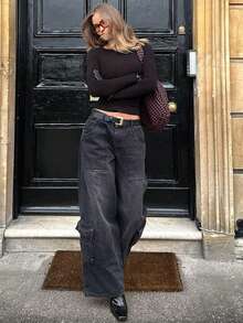 Nowy seksowny, dopasowany top z odkrytymi plecami i długim rękawem w jednolitym kolorze