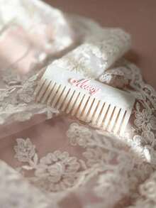 1pc Personalized Elegant Ladies' Vintage Acetate Comb (With Custom Name Text), 3D Text Craftsmanship – This Unique Hair Accessory For Women Is An Excellent Gift For Her, Suitable For Birthdays And Ideal For Gifting To Bridesmaids, Brides, Mothers, Teachers, And Friends. It Also Makes A Great Christmas Gift. - Pink - View 7