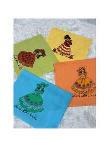 Kit com 24 Panos de Prato Bainha Guardanapo Estampado 0,45cm x 0,75cm 100% Algodão - Multicolorido - Visão 2