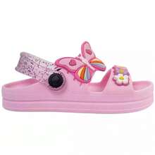 Sandalia Infantil Bebe Papete Menina Flor Borboleta Emborrachado Confortavel Macio Antiderrapante - Rosa Bebê - Visão 4