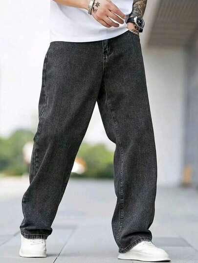 Calça Jeans Baggy Masculina Modelagem Oversized Reta em Tecido Premium Confortável