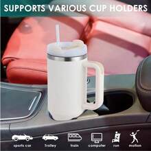 1pc,40 Oz H2.0 Cup, 40oz Cup Stainless Steel Vacuum Insulated Tumbler With Lid And Straw For Water, Iced Tea Or Coffee, Smoothie And More, 40oz Reusable Double Walled Vacuum Insulated Stainless Steel Water Bottle With Handle For Outdoor Activities, Camping - 乳白色 - 查看 7
