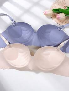 4pcs/Set Seamless Padded Bras For Teen Girls, Solid Color, Suitable For 12-15 Years Old - Multicolor - View 4