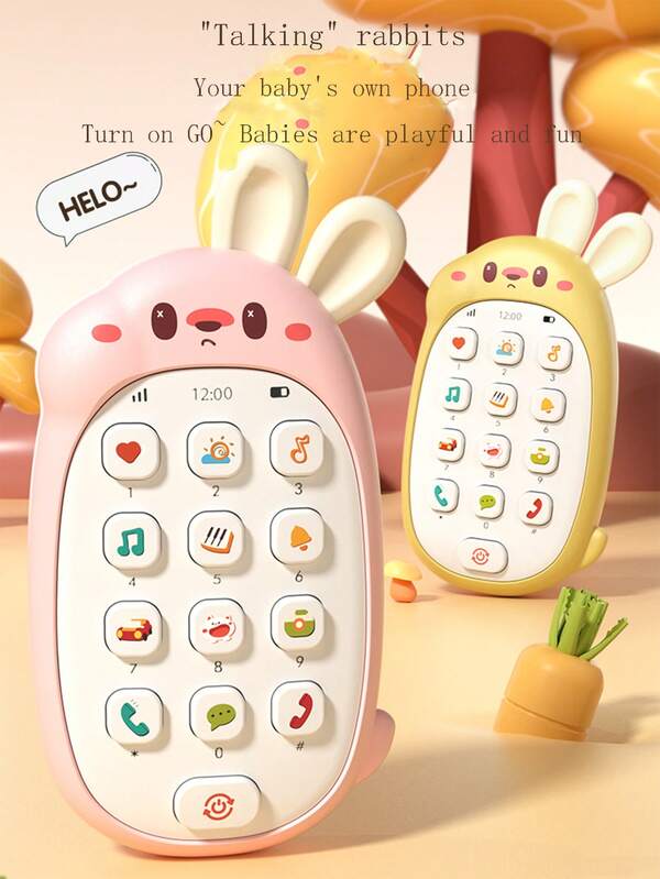 Funny Early Education Realistic Rabbit Phone Toy, With Different Sound Effects For Each Button, Bilingual Mode To Train Baby's Hearing And Cognitive Abilities, Small And Lightweight, Suitable For Baby's Hands, Can Be Used As A Comfort Toy And Carried Around, Great Gift For Holidays