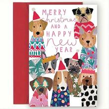 1张趣味圣诞贺卡，附信封。圣诞毛衣帽子狗狗贺卡——馈赠亲朋好友的完美之选。独特的礼物（12厘米/4.7英寸 X 17厘米/6.7英寸） - 彩色 - 查看 8