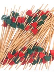 100 szt. patyczków owocowych, patyczki bambusowe, patyczki kwiatowe, widelce do owoców, kreatywne wykałaczki artystyczne, dekoracyjne patyczki bambusowe, widelce do burgerów, odpowiednie do dekoracji napojów i widelców deserowych, kuchnia, prezent świąteczny