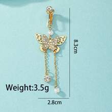 1pc Fake Belly Ring Clip On Belly Button Rings For Women CZ Dangle Belly Button Rings New Butterfly Belly Rings Non Piercing Jewelry