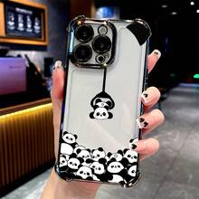 Funda de Teléfono para iPhone 16 15 14 13 12 11 Pro Max X XR XSMAX 8 8 Plus, Diseño Divertido, Material Duradero, Ajuste Cómodo, Funda Transparente Suave a Prueba de Golpes, Uso Diario, Pequeño Panda Lindo - Mezcla de colores - Ver 1