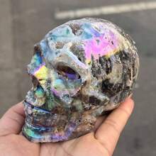 1pc Sphalerite Dragon Head Carving/Skull/Square - Handcrafted Iridescent Multicolor Ornament, Unique Birthday Gift For Women, Home & Office Desk Decor, Collectible Art, Dragon Decor, Office Decoration, Mythical Decor, Iridescent Finish, Intricate Detailing, Fantasy Decor, Highquality Ornament, Fantasy Sculpture, Fantasy Lovers-Christmas And Halloween Gifts - 彩色 - 查看 12
