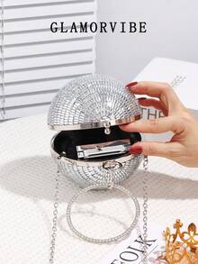 1pc Women's Fashionable Sparkling Ball-Shaped Crystal Rhinestone Evening Clutch Bag, Luxury Diamond Ring Handbag, High-End Shiny Diamond Formal Dress Purse, Minimalist Clutch Suitable For Gala, Party, Birthday, Wedding, Gift